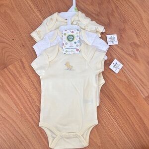 Little Me Yellow Duck Print Baby Onesies Cuddly Bodysuits set of 3